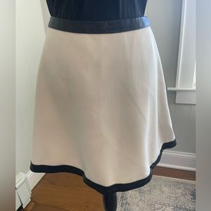 Banana Republic Winter White Wool Skirt with Black Leather trim